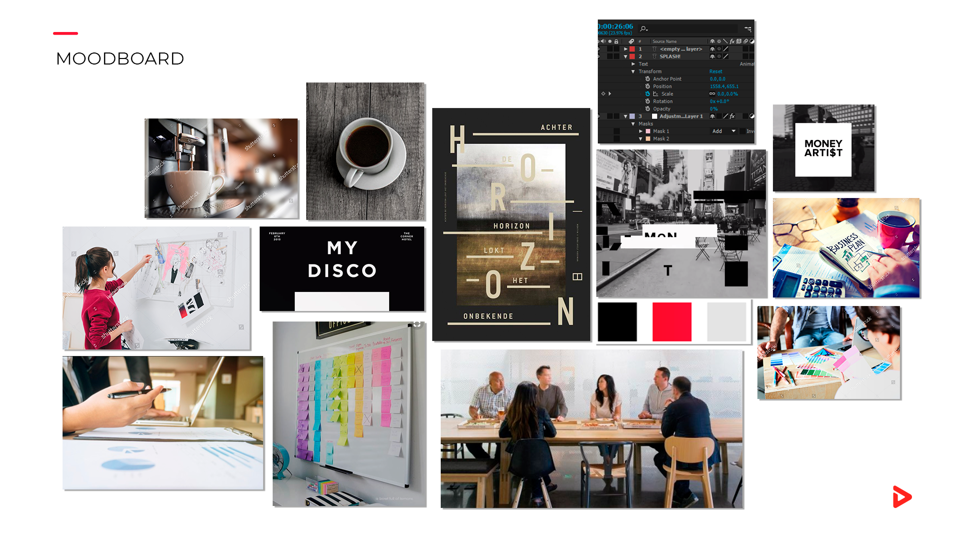 Exemplo de um moodboard de um vídeo. Exemplo de um moodboard de um vídeo.